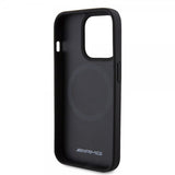 Mercedes Benz iPhone 15 Pro Skal Carbon Effect Leather Stripe AMG Svart