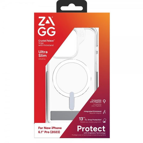 ZAGG iPhone 15 Pro Skal Crystal Palace Snap Kickstand Transparent