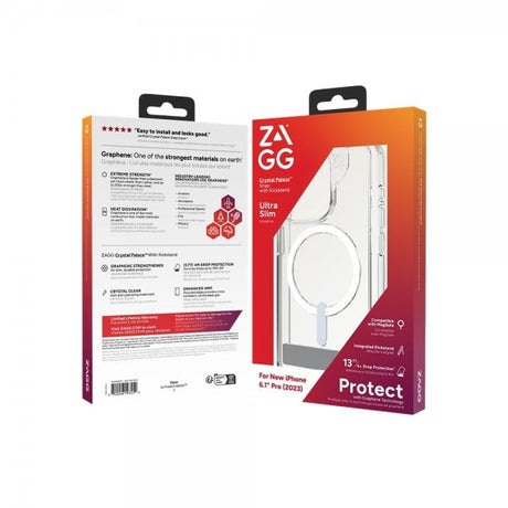 ZAGG iPhone 15 Pro Skal Crystal Palace Snap Kickstand Transparent