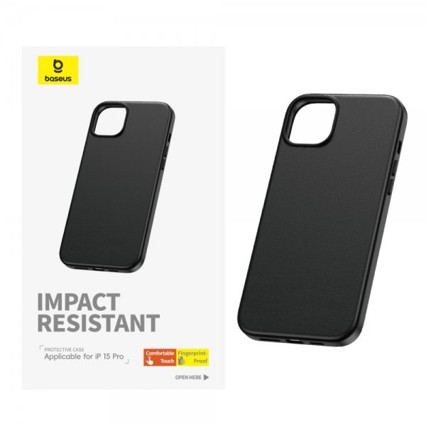 Baseus iPhone 15 Pro Skal Fauxther Series Svart