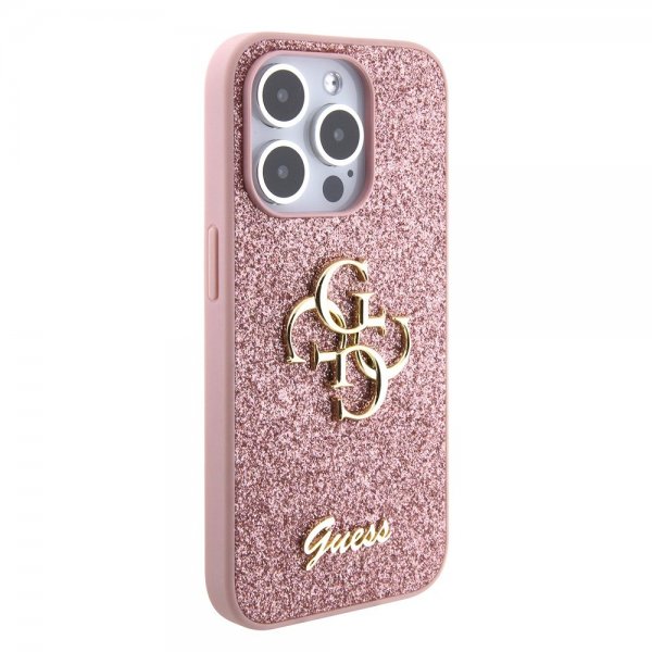 Guess iPhone 15 Pro Skal Fixed Glitter Rosa