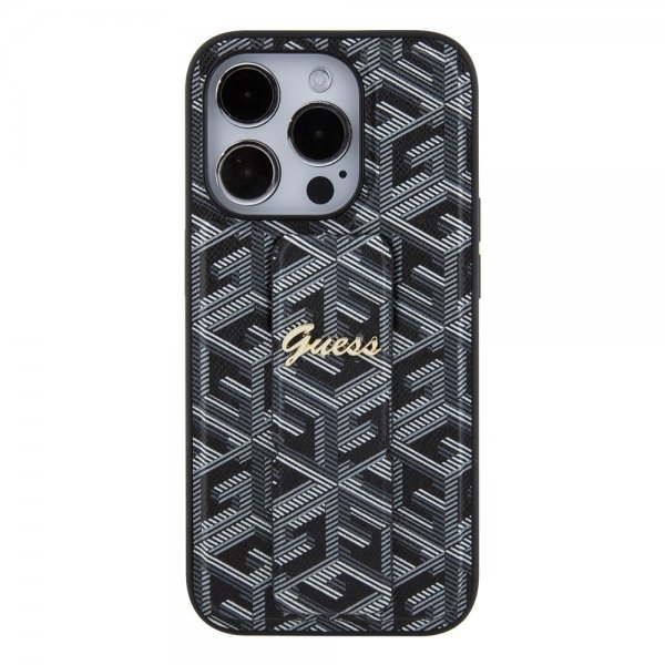Guess iPhone 15 Pro Skal G Cube Grip Stand Svart