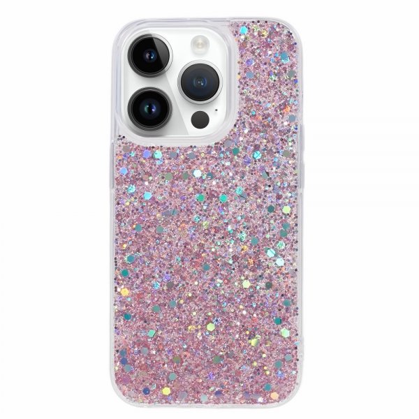 iPhone 15 Pro Skal Glitterpaljetter Rosa