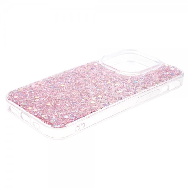 iPhone 15 Pro Skal Glitterpaljetter Rosa