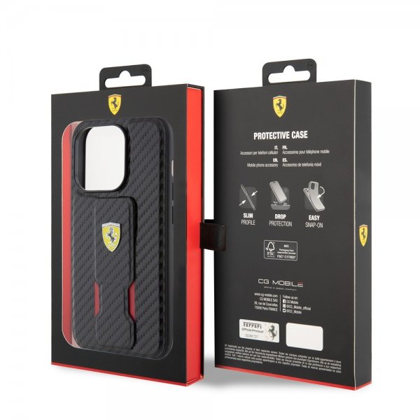 Ferrari iPhone 15 Pro Skal Grip Stand Function Svart