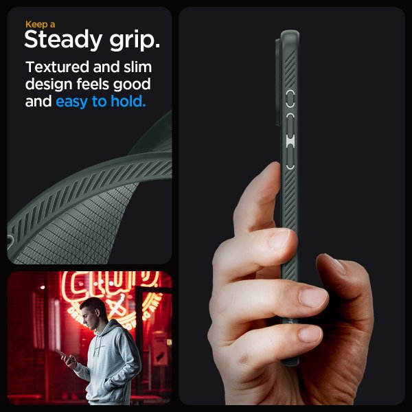 Spigen iPhone 15 Pro Skal Liquid Air Abyss Green