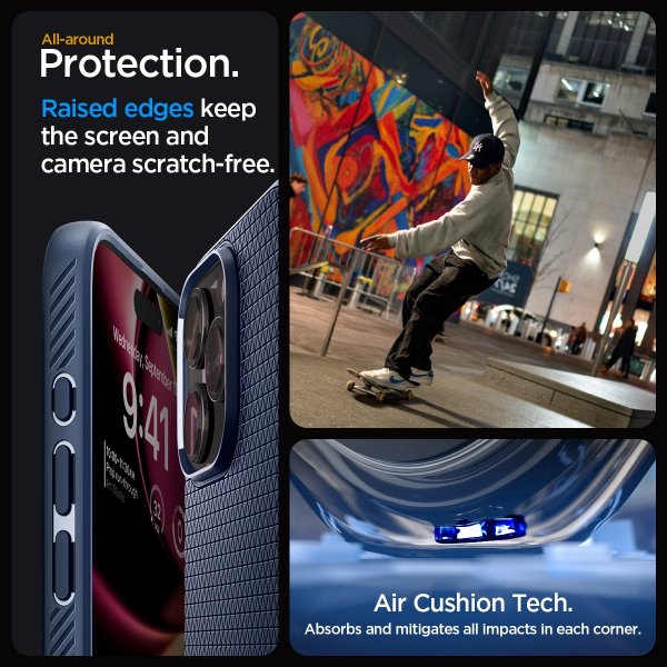 Spigen iPhone 15 Pro Skal Liquid Air Navy Blue