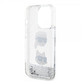Karl Lagerfeld iPhone 15 Pro Skal Liquid Glitter Karl & Choupette Silver