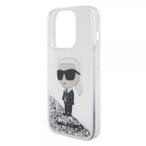 Karl Lagerfeld iPhone 15 Pro Skal Liquid Glitter NFT Karl Silver