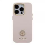 Guess iPhone 15 Pro Skal Liquid Silicone Metal Logo Rosa
