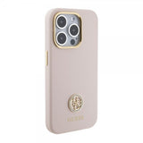 Guess iPhone 15 Pro Skal Liquid Silicone Metal Logo Rosa