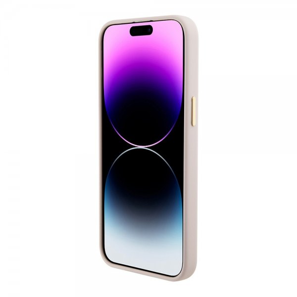 Guess iPhone 15 Pro Skal Liquid Silicone Metal Logo Rosa