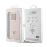 Guess iPhone 15 Pro Skal Liquid Silicone Metal Logo Rosa
