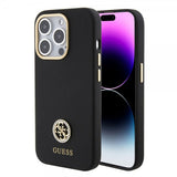 Guess iPhone 15 Pro Skal Liquid Silicone Metal Logo Svart