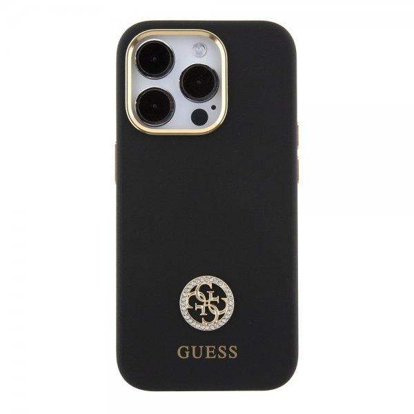 Guess iPhone 15 Pro Skal Liquid Silicone Metal Logo Svart
