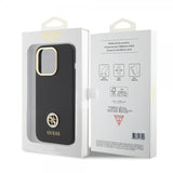 Guess iPhone 15 Pro Skal Liquid Silicone Metal Logo Svart