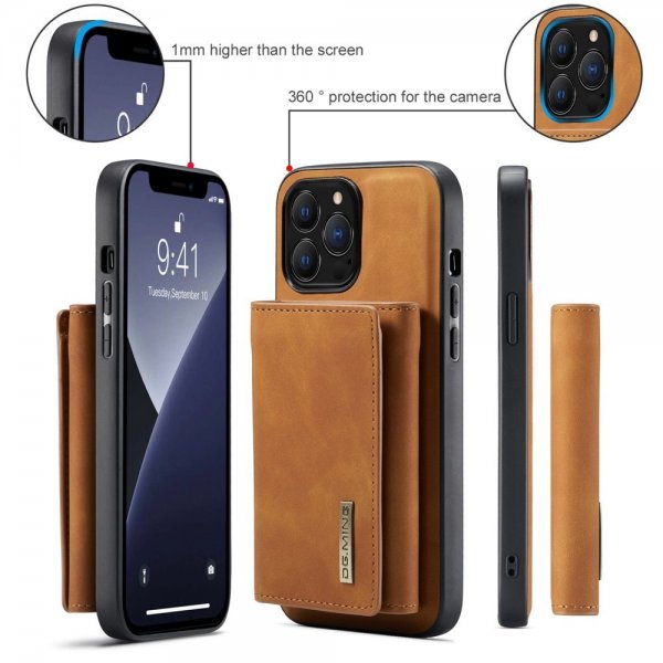 Dg.Ming iPhone 15 Pro Skal M1 Series Löstagbar Korthållare Brun