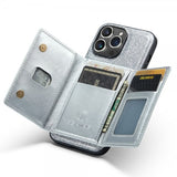 Dg.Ming iPhone 15 Pro Skal M3 Series Löstagbar Korthållare Glitter Silver