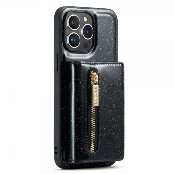 Dg.Ming iPhone 15 Pro Skal M3 Series Löstagbar Korthållare Glitter Svart