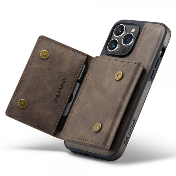 Dg.Ming iPhone 15 Pro Skal M5 Series Löstagbar Korthållare Kaffe