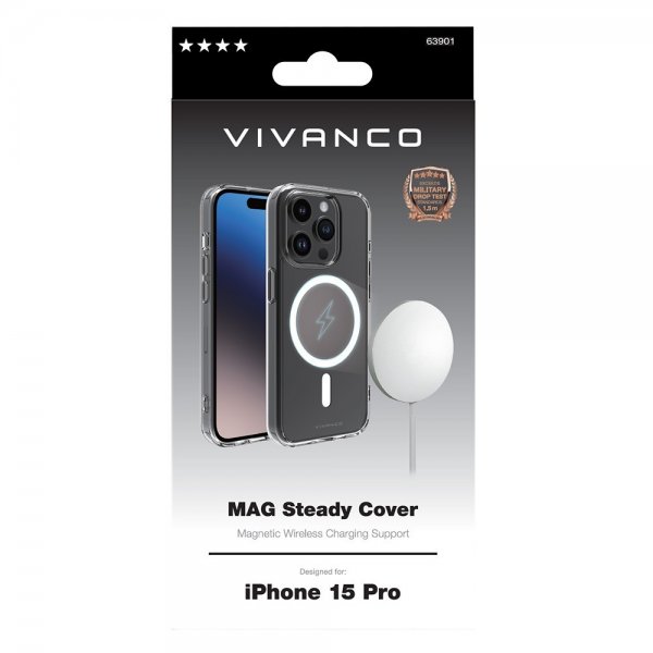 Vivanco iPhone 15 Pro Skal Mag Steady Transparent