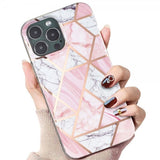 iPhone 15 Pro Skal Marmormönster Vit Rosa