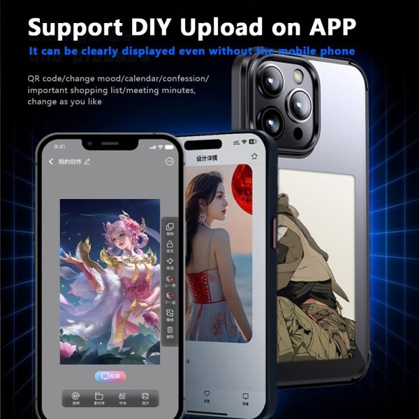 iPhone 15 Pro Skal med Inbyggd Display E Ink Case Vit