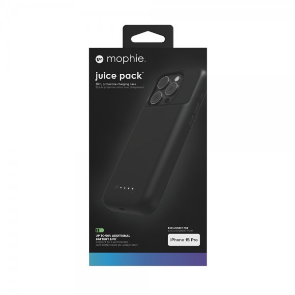Mophie iPhone 15 Pro Skal med inbyggd Powerbank Juice Pack Svart