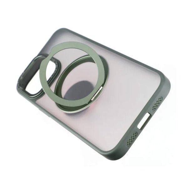 Rvelon iPhone 15 Pro Skal Roterbart MagSafe Stativ Grön