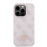Guess iPhone 15 Pro Skal Metal Logo Strass Crossbody Strap Rosa