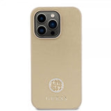 Guess iPhone 15 Pro Skal Metal Logo Strass Guld