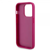 Guess iPhone 15 Pro Skal Metal Logo Strass Metallic Rosa
