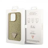 Guess iPhone 15 Pro Skal Rhinestone Guld
