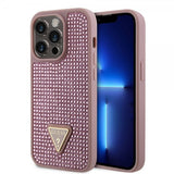 Guess iPhone 15 Pro Skal Rhinestone Rosa