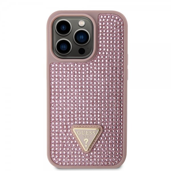 Guess iPhone 15 Pro Skal Rhinestone Rosa