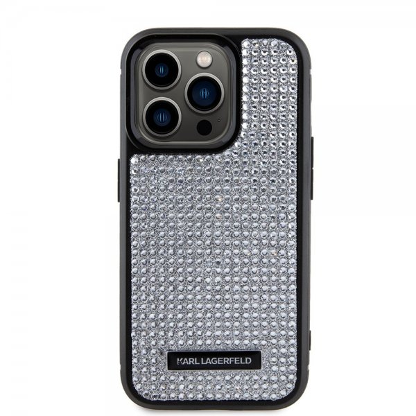 Karl Lagerfeld iPhone 15 Pro Skal Rhinestone Silver