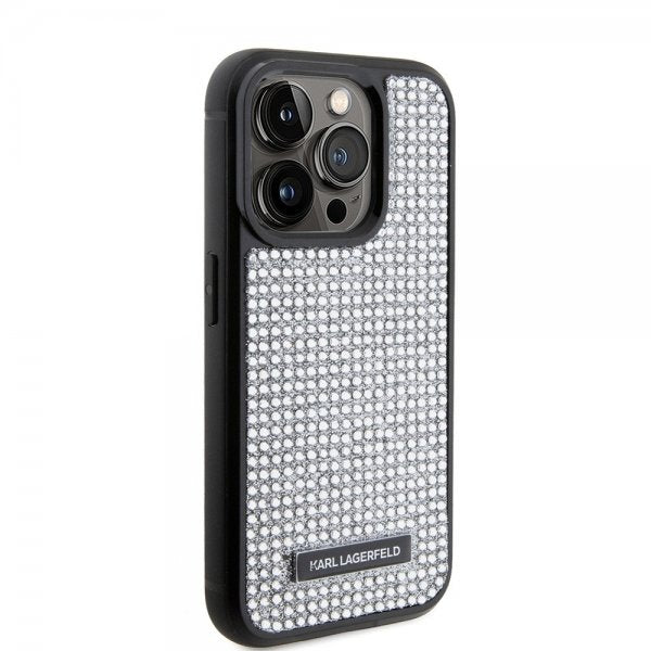 Karl Lagerfeld iPhone 15 Pro Skal Rhinestone Silver