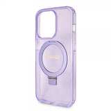 Guess iPhone 15 Pro Skal Ring Stand Glitter MagSafe Lila