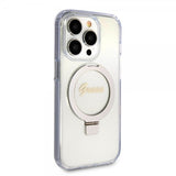 Guess iPhone 15 Pro Skal Ring Stand Glitter MagSafe Transparent