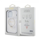 Guess iPhone 15 Pro Skal Ring Stand Glitter MagSafe Transparent