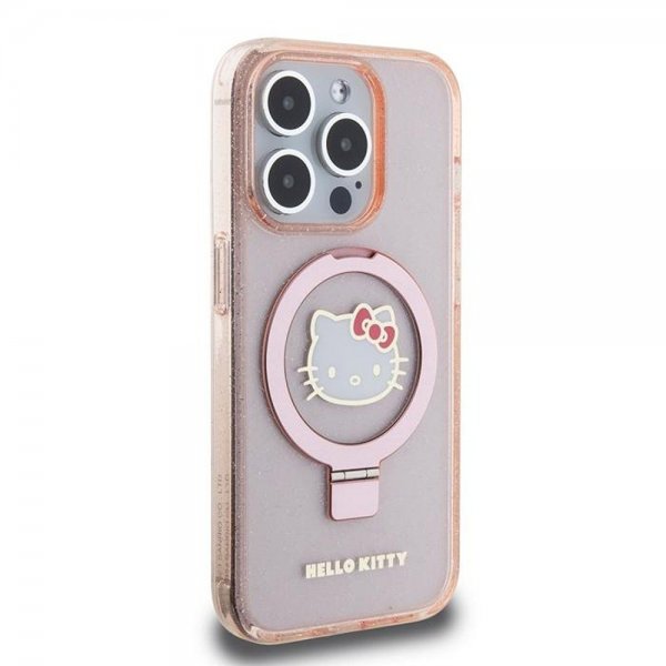 Hello Kitty iPhone 15 Pro Skal Ring Stand MagSafe Rosa
