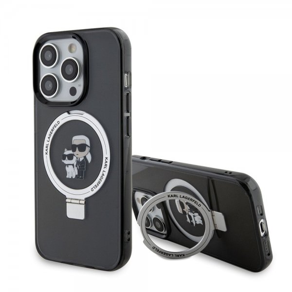Karl Lagerfeld iPhone 15 Pro Skal Ring Stand MagSafe Svart