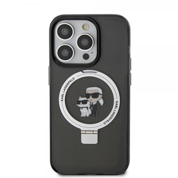 Karl Lagerfeld iPhone 15 Pro Skal Ring Stand MagSafe Svart