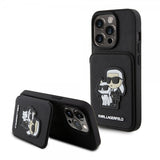Karl Lagerfeld iPhone 15 Pro Skal Saffiano Card Slots & Stand Svart