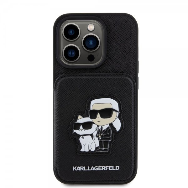 Karl Lagerfeld iPhone 15 Pro Skal Saffiano Card Slots & Stand Svart