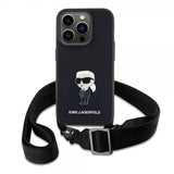 Karl Lagerfeld iPhone 15 Pro Skal Saffiano Crossbody Svart