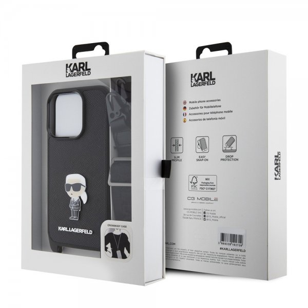 Karl Lagerfeld iPhone 15 Pro Skal Saffiano Crossbody Svart
