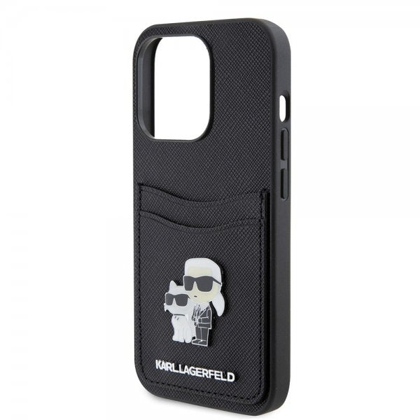 Karl Lagerfeld iPhone 15 Pro Skal Saffiano Double Cardslot Svart