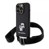 Karl Lagerfeld iPhone 15 Pro Skal Saffiano Karl & Choupette Crossbody Svart