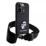 Karl Lagerfeld iPhone 15 Pro Skal Saffiano Karl & Choupette Crossbody Svart